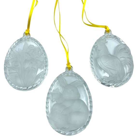 Nachtmann Germany Crystal Suncatcher Ornaments Set of 3 Rabbit Rooster Daffodil - Picture 5 of 13